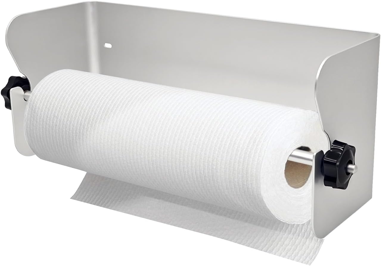 G-Sunny Garage Paper Towel Holder,Aluminum Wall-Mount Paper Towel Holder for Enclosed Trailer,Shop,Garage,Storage,5th Wheel,RV (Silver)