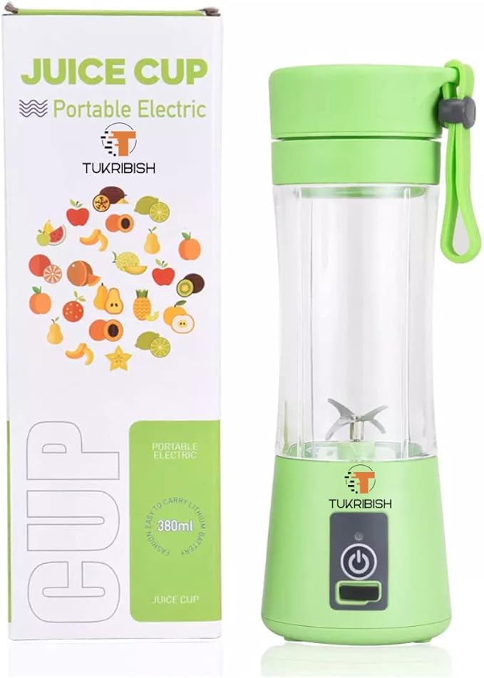 Portable Blender for shakes and smoothies, Cordless Personal Mini Travel Fruit Juicer Cup Mixer Electric Smoothie Blender Maker, 13oz Bottles, USB Rechargeable (Green)