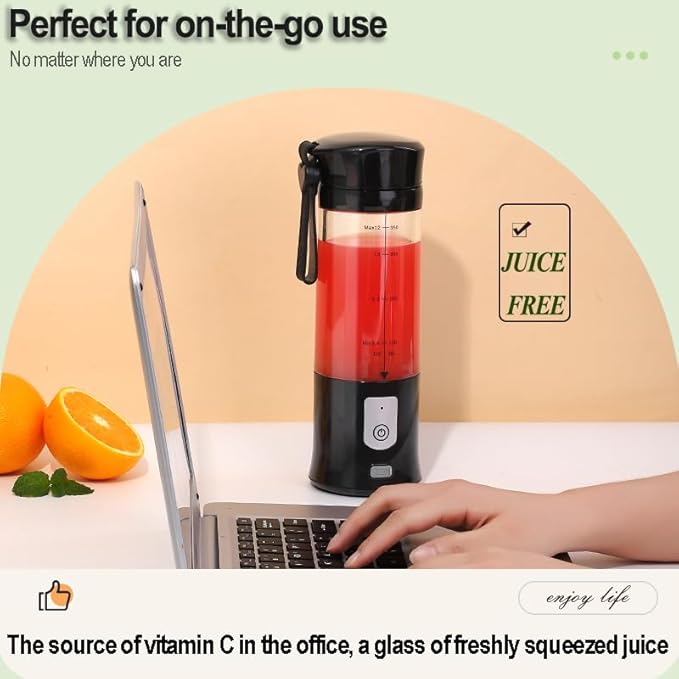 Portable Blender, Cordless, Personal Blender-for Shakes & Smoothies, BPA Free, Leakproof, USB-C Rechargeable, Ideal for Ice Blending, Juicing, and Food Processing, Convenient, and Versatile (Black)