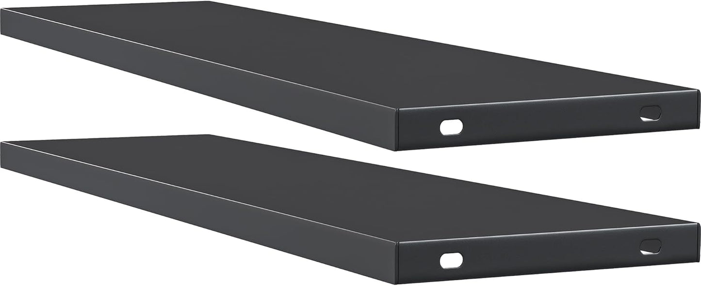 YITAHOME 2-Piece Metal Storage Shed Shelves for 59 cuft Vertical Outdoor Storage Shed，51 in x 13.8 in Shelf with 8 Screws, Easy Assembly, 22 lbs, Black