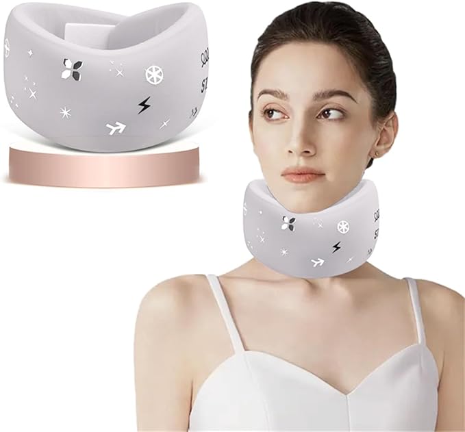 Neck Brace, Soft Memory Foam Cervical Collar Universal Neck Support Brace for Sleeping, Portable Neck Traction Equipment Forward Head Neck Posture Corrector for Women Men Spine Pressure (Gray)