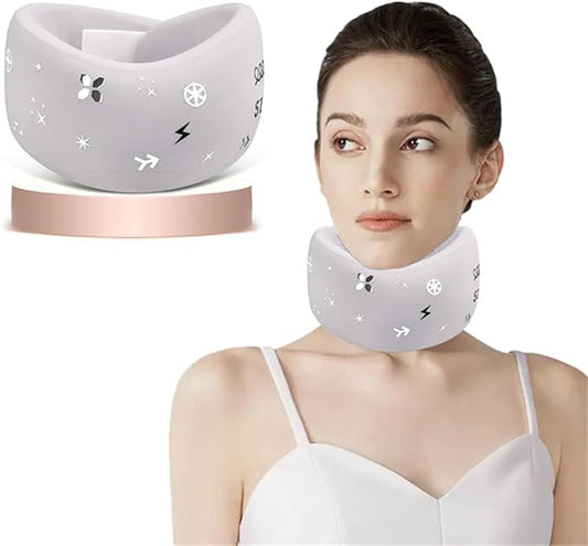 Neck Brace, Soft Memory Foam Cervical Collar Universal Neck Support Brace for Sleeping, Portable Neck Traction Equipment Forward Head Neck Posture Corrector for Women Men Spine Pressure (Gray)