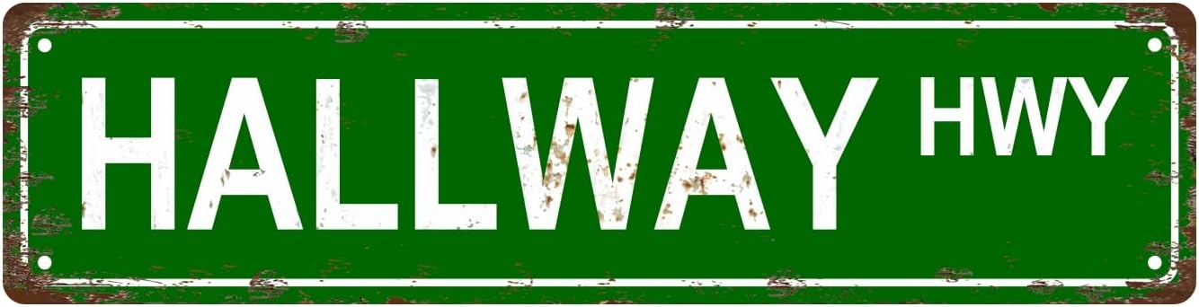 HALLWAY HWY Space Vintage Metal Tin Sign, Street Sign, Home Decor, Room Decor, Wall Decor, Bathroom Decor, Bar Decor, Cafe Decor, Garage Decor, 16 x 4 Inch