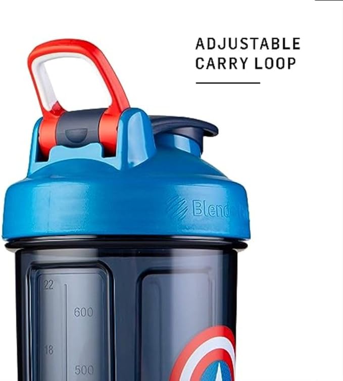 BlenderBottle Marvel Shaker Bottle Pro Series Perfect for Protein Shakes and Pre Workout, 28-Ounce, Captain America Shield