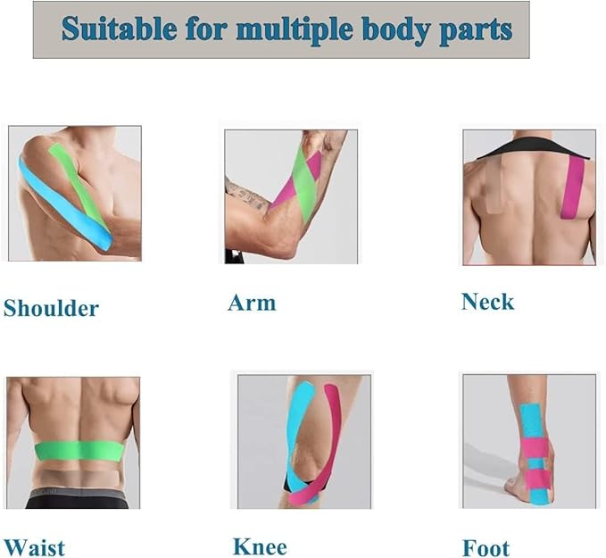 3 Rolls Kinesiology Tape Precut, Athletic Sports Tape Adhesive for Muscles Ankle Neck Knee Shoulder Promotes Recovery and Providing Support, Total 60 Precut Strips(Black)