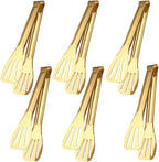 6 Pack Serving Tongs Kitchen Tong, 7 Inch Gold Buffet Tongs, Stainless Steel Food Tong Small Tong, Serving Tong for Buffet, Party, Salad, Appetizers