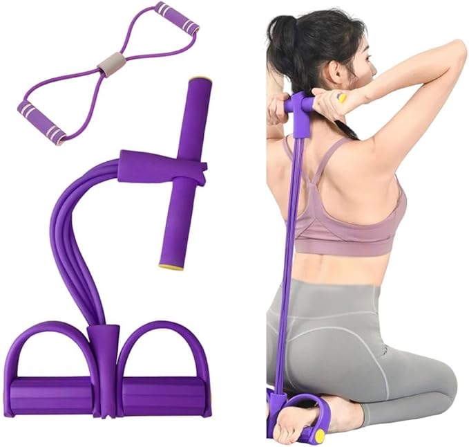 6 Tube Pedal Ankle Puller with 8 Shape Resistance Band, Fitness Resistance Bands for Women, Exercise Bands with Handles, Workout Bands for Abdomen, Waist, Leg, Hip