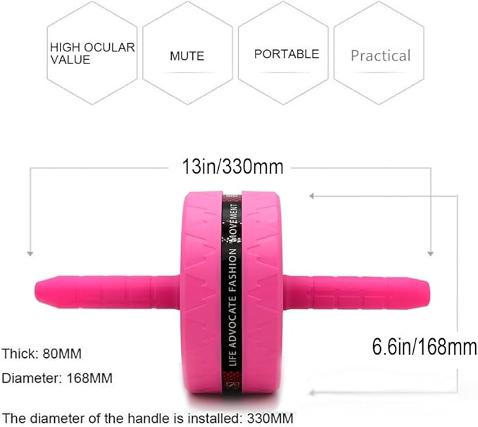 BiJun Ab Roller Wheel for Abs Workout - Complete Home Gym Set with AB Wheel Roller, Knee Mat, and Jump Rope (Pink)
