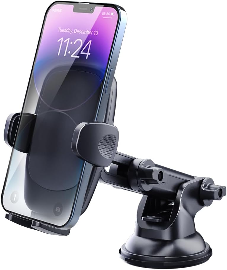 DEERLAMN Car Phone Holder, [Upgraded Stronger Suction] Phone Mount for Car Dashboard & Windshield, Universal Cellphone Holder Fit for iPhone 16 Pro Max 15 14 13 12 All Smartphone