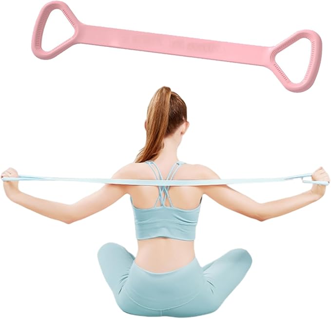 Figure 8 Resistance Band, Arm Back Shoulder Exercise Elastic Rope Stretch Fitness Band, Foot, Leg, Hand Stretcher, Arm Exerciser for Yoga Pilates Stretching Physical Therapy, Home Gym Workout