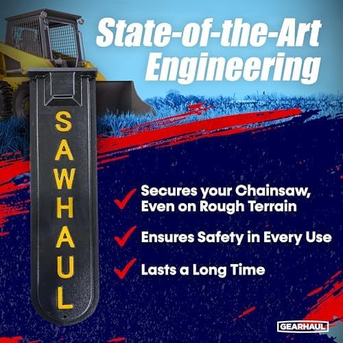 SawHaul Universal Tractor Chainsaw Holder - Made in Kansas USA - Fixed Mount Chainsaw Carrier (20" Yellow) Compatible w/All Brands