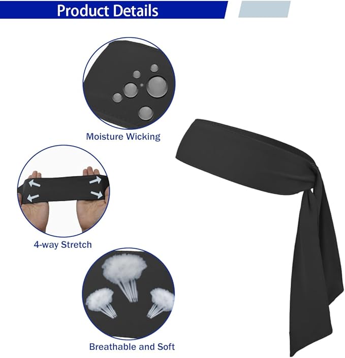 Sport Tie Headbands Tennis Head Tie for Men Women Sports Fans Ninja Soccer Basketball Teams Head Ties Halloween