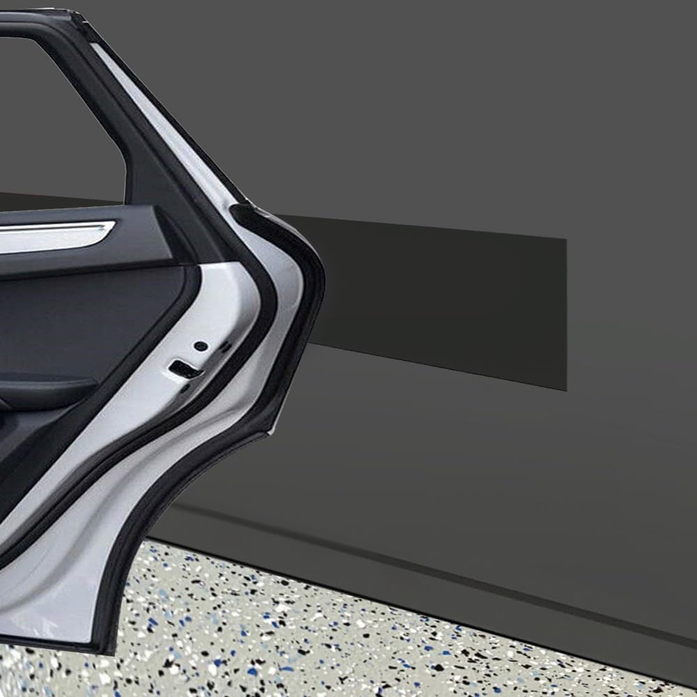 Rubber Bond Garage Wall Protectors - 6x48 Inches Strong Self-Adhesive Rubber Bumper Protectors for Garage Walls - Anti-Scratch and Waterproof Garage Wall Protector for Car Doors (Black, 2 Pack)