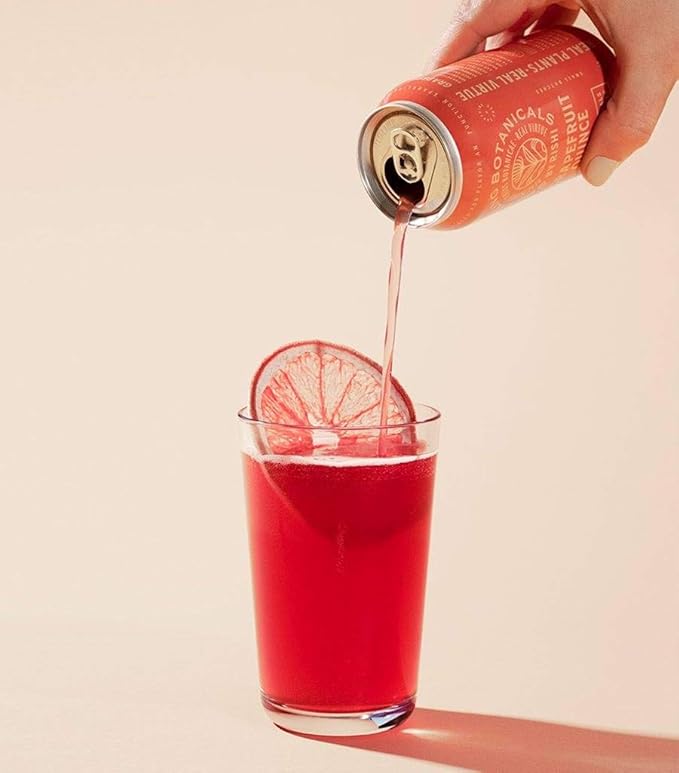 Rishi Tea Grapefruit Quince Sparkling Botanicals Sparkling Water - Organic, Unsweetened, Zero Added Sugar, Caffeine Free, Real Plants, Virtus Botanicals - 12 oz (Pack of 12)