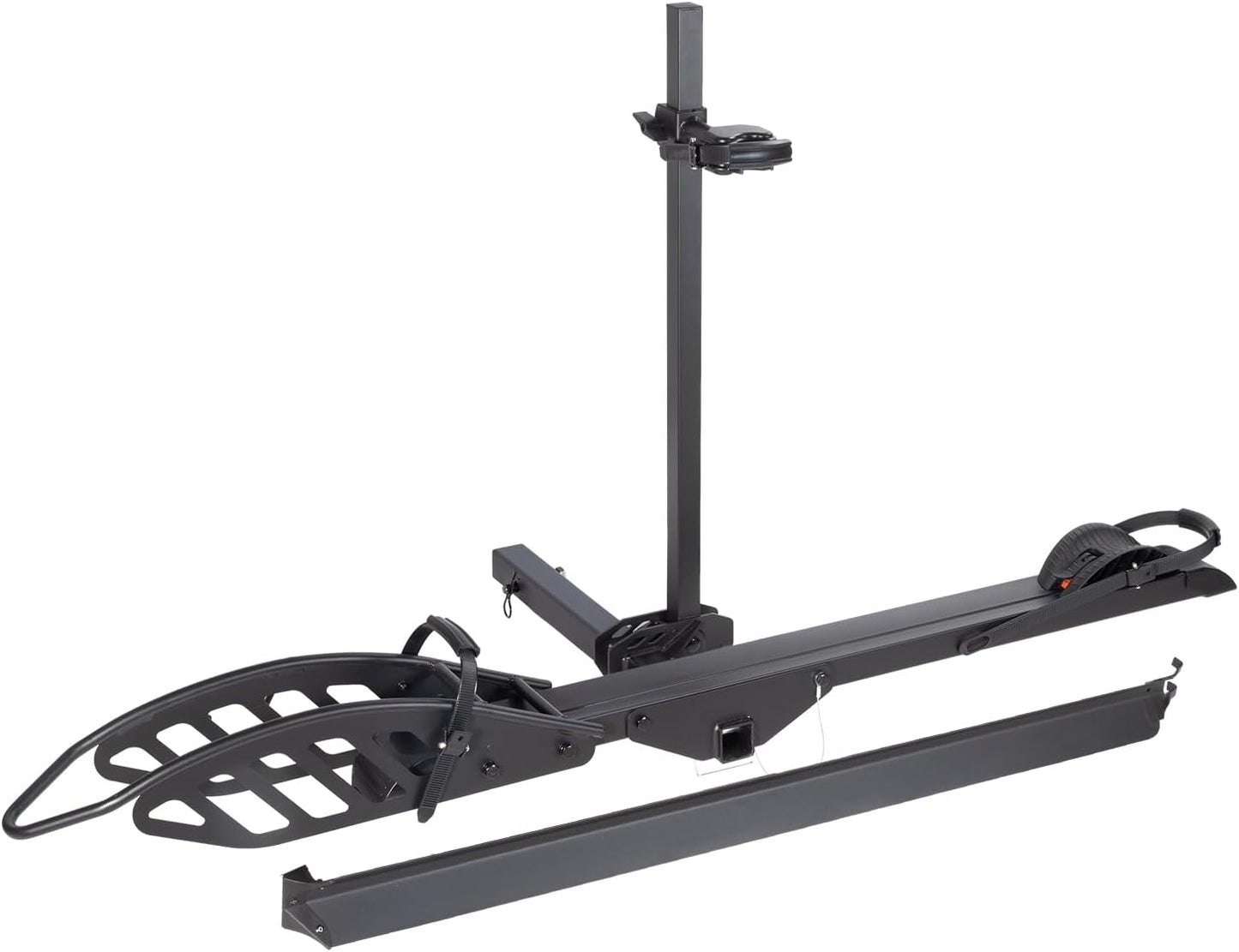 CyberRack E1 Hitch 1-EBike Rack with Ramp,100 lbs Capacity Single Mount Platform Style, Fits Up to 5-inch Fat Tire E-Bike Carrier Rack for 2inch Receiver Cars Trucks SUVs Minivans RV, Trailer