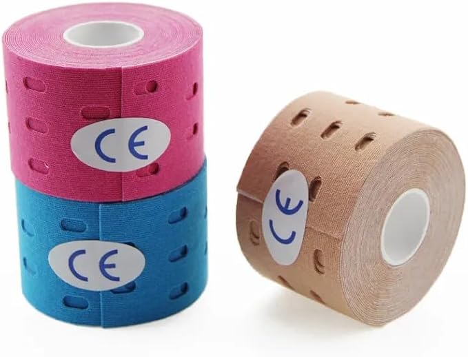 Punch Hole Cotton Waterproof Therapeutic Kinesiology Tape for Support & Recovery, Sports, Pain Relief, Beige