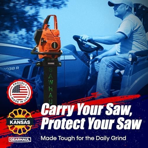 SawHaul Universal Tractor Chainsaw Holder - Made in Kansas USA - Fixed Mount Chainsaw Carrier (28" Green) Compatible w/All Brands