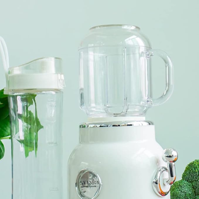 Plplaaoo Travel Cup Blender,Portable Smoothie and Shake Blender, Retro Mini Maker Mixer with Double Cup,Ice Crush Maker Countertop Juice Blenders with Stainless Steel Blades CN Plug(Beige)