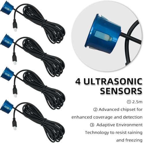 Car Reverse Backup Parking Sensor Radar System, The LED Display with 3 Colors can Both Shows Distance Data and warn You with beep Sound Adjustable Volume Compact and Easy to Install（Blue）