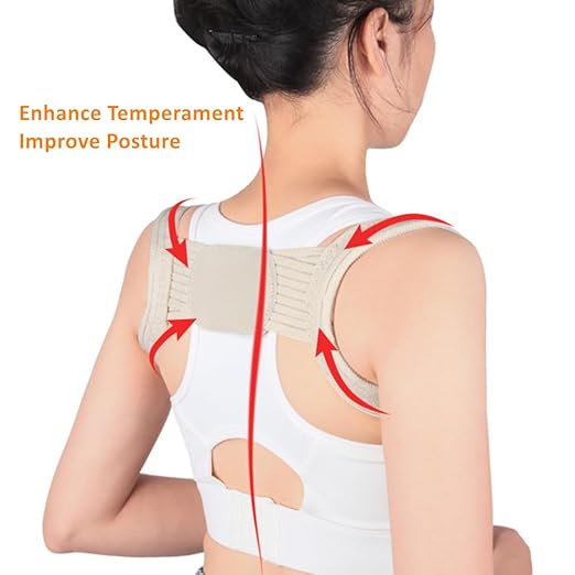WEEOATAR Posture Corrector,Upper Back Brace Easy to Use,Highly Elastic Posture Trainer,Adjustable Back Straightener Brace,Posture Corrector Strap for Adults and Kids(Beige,S)