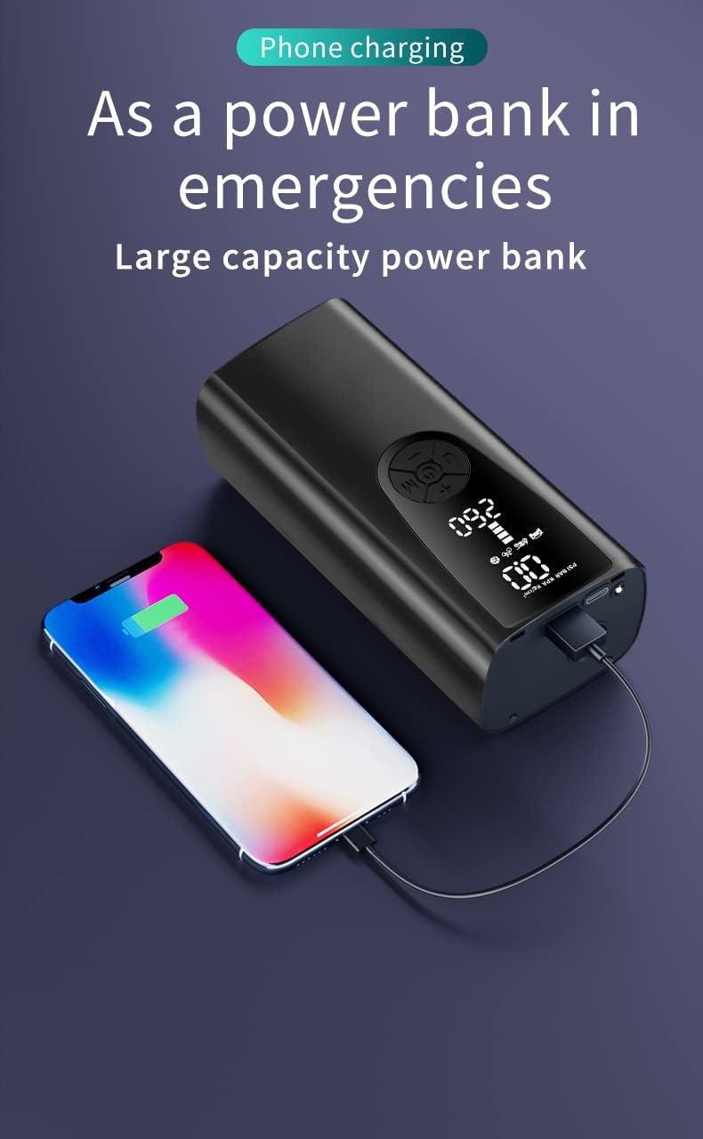 Tire Inflator Portable Air Compressor/Pump for Car Tires w/Digital Tire Pressure Gauge - Air Compressor (120 PSI) - Motorcycle, Electric Bike Pump and Bicycle Pump w/LED Light