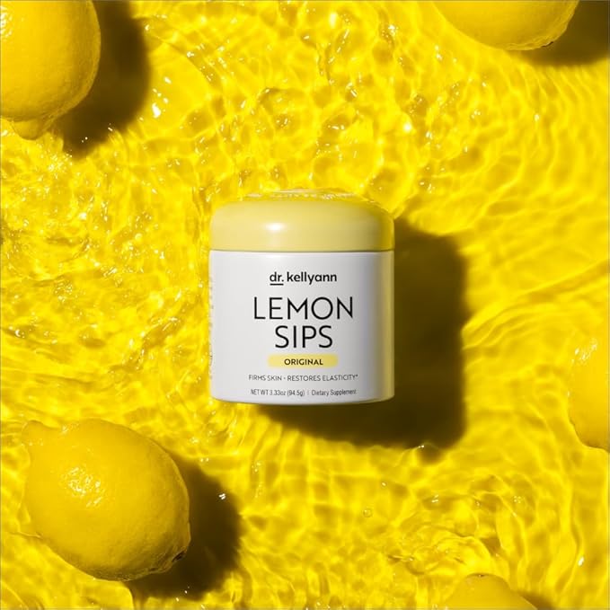 Dr. Kellyann Lemon Sips, Citrus Drink Mix (21 Servings) Rehydrate, Detox, Revitalize, Sugar Free, Fat Free, Non GMO, Hydrates and Firms Skin (Lemon)