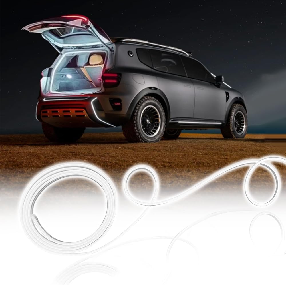 Car LED Strip Light For Trunk, 158Inch IP67 Silicone Waterproof Neon Light Strip Embedded, Flexible Cutting Universal Auto Interior Lights(White)