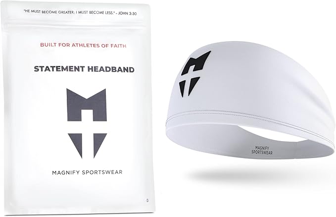 Men's Headband for Athletes of Faith - Moisture Wicking Athletic Sweat Band for Running, Gym, Workout, Football, Baseball, Basketball, Soccer - Magnify Sportswear
