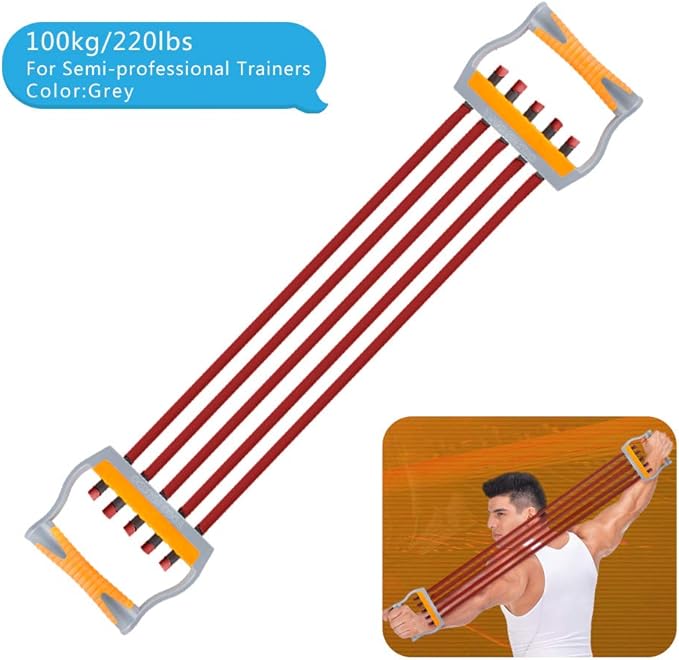 TOCO FREIDO Chest Expander | Arm Training, 5 Tubes Ajustable Arm Strength Trainer, Exercise Resistance Bands for Home Fitness Muscle Training Body Building