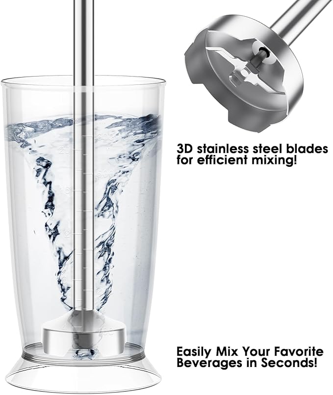 Powerful Immersion Blender 3.0, BPA-Free, 800W Electric Hand Blender with 12-Speed&Turbo, Stick Blender for Soup, Smoothie, Puree, Detachable Base, 304 Stainless Steel 3D Blades, Red