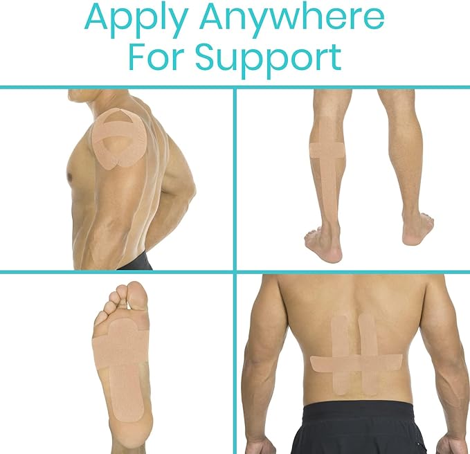 Vive Kinesiology Tape (105 Feet) - Therapeutic Athletic Support Tape - Uncut Kensio Roll - Muscle and Joint Recovery for Shoulder, Back, Knee, Elbow and Ankle Pain Relief - Waterproof for Sports