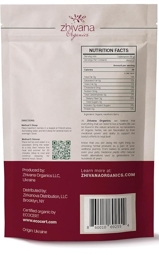 Hawthorn Berry Tea Organic (32oz.) - Hawthorne Berries for Herbal Tea, Tinctures, Recipes - Wild Crop - European Origin