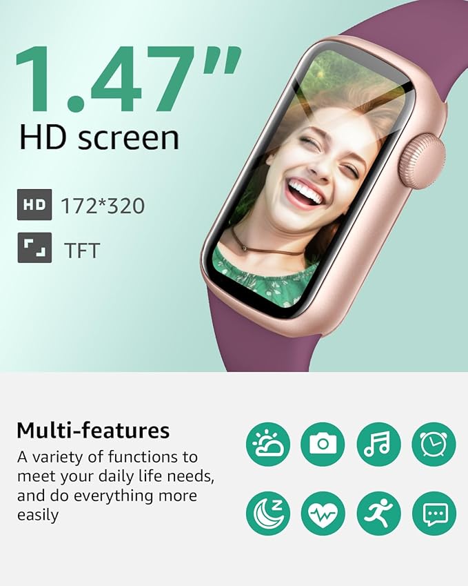 IMFRCHCS Fitness Tracker,Smart Watch with 1.47" Touch Display,137+Sport Modes Fitness Watch with Heart Rate Sleep Monitor, Step Counter,IP68 Waterproof Activity Trackers for Women Men