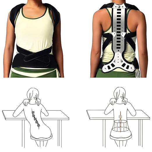 Adjustable Spine Posture Corrector For Back Support, Hunchback, Scoliosis, Kyphosis And Vertebral Compression Fractures For Children, Adults And Elderly (Blue-L)