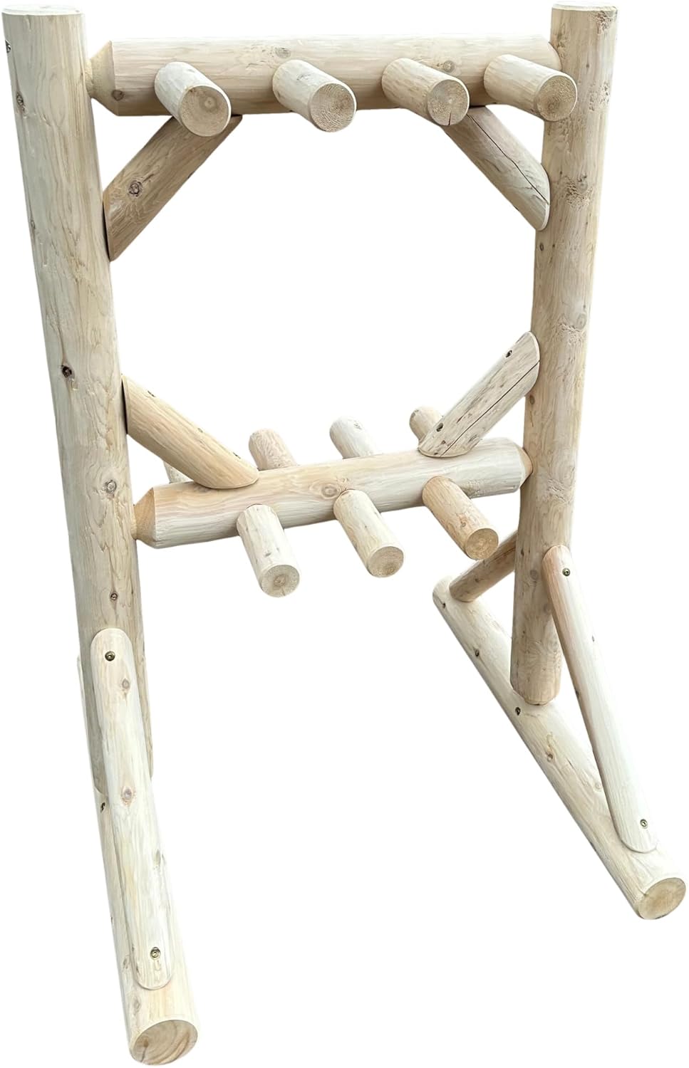 8-Place Freestanding Log Ski Rack Holder, Indoor & Outdoor Snowboard Racks, Standing Storage, Garage Racks for Snow Skis, Durable Snowboard Rack Garage Storage Organizer - Natural