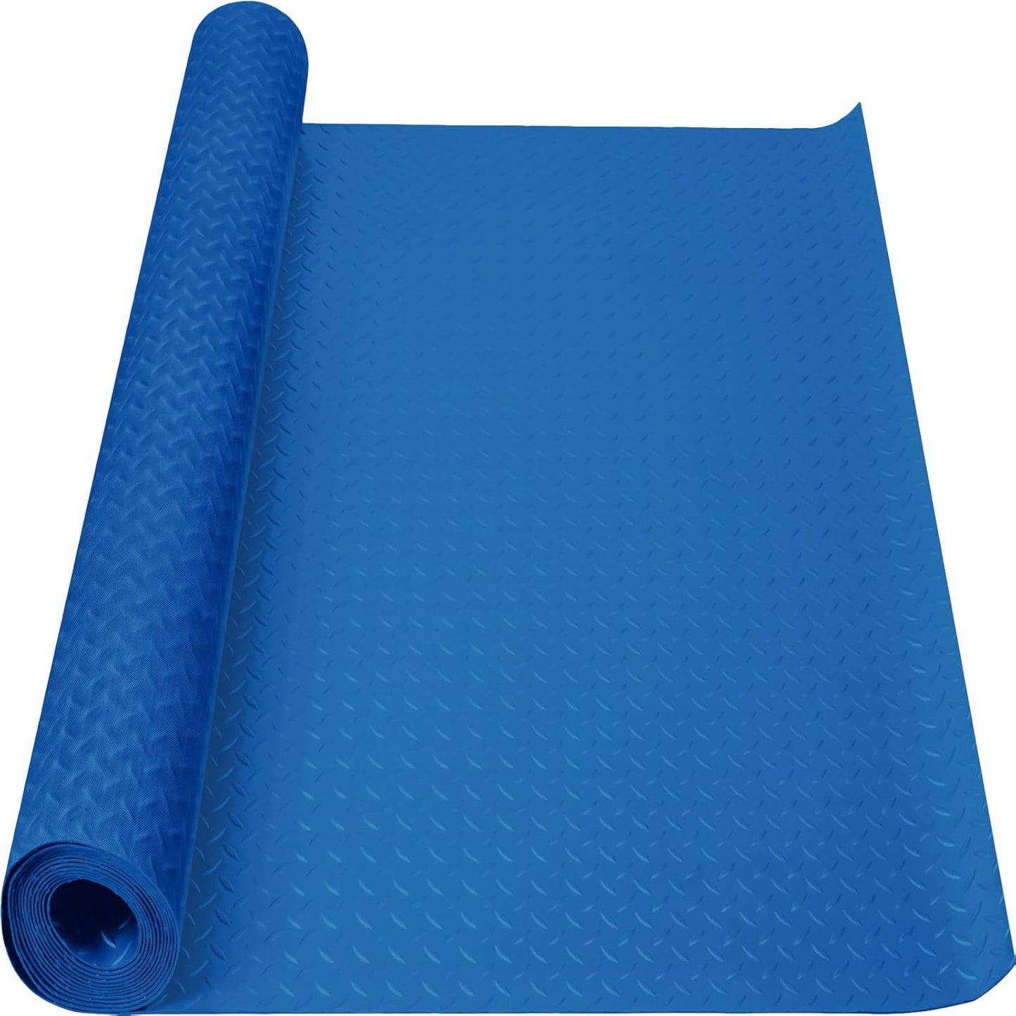 Boshen 5Ft x 12Ft Garage Floor Mat 2.5mm Thickened Rubber Flooring Roll 60sqft Diamond Plate PVC Rubber Trailer Mat Non-Slip Floor Protector Mat for Garage Warehouse Basement Trailer - Blue