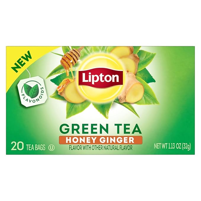 Lipton Honey Ginger Green Tea, Lemon Green Tea, & Peach Green Tea 20 CT (3ea) (Variety Pack)
