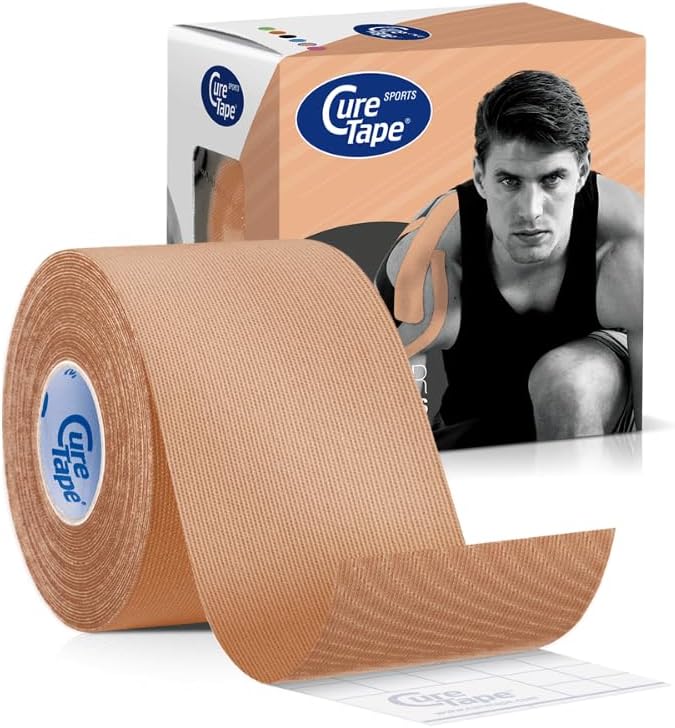 CureTape Sports | Kinesiology Tape for Muscle & Joint Pain | Elastic Therapeutic Tape | Waterproof Athletic Tape | Medical K Tape | 30% Stronger Adhesion | Beige | 2inx16ft | (Pack of 1)