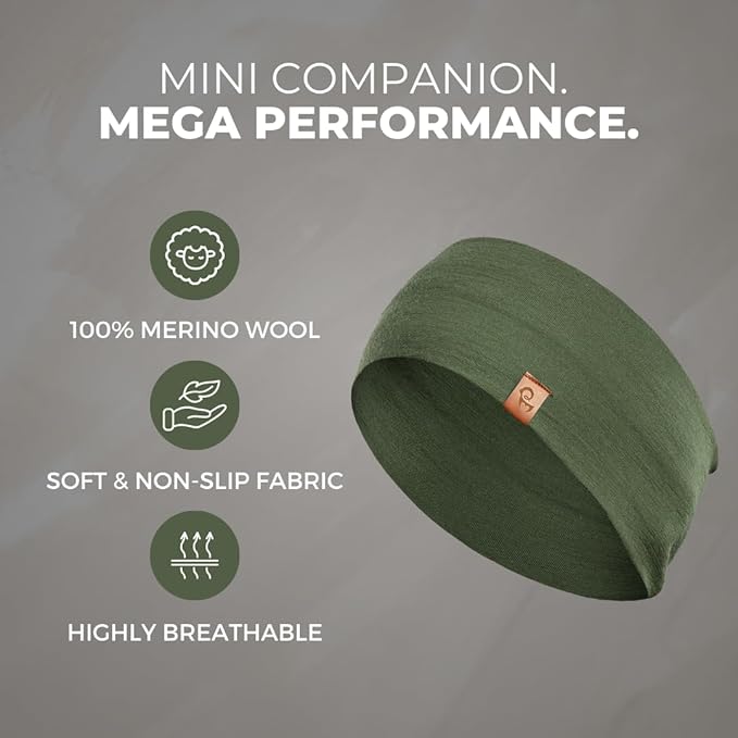 menique Dry Wide Sports Headbands for Women 100% Merino Wool Workout Accessories Wide Yoga Bandana or Scarf Multifunctional Breathable Sweatbands for Running, Cycling, Football, Fitness