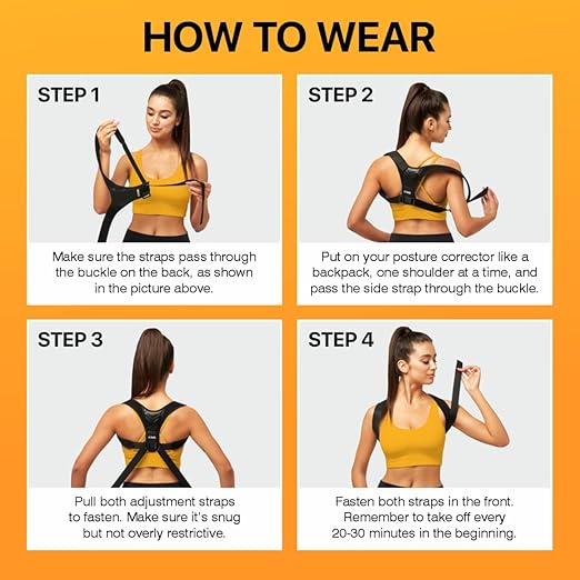 Adjustable Back Brace Posture Corrector for Women and Men (33-42"), Upper Back and Shoulder Straightener, Relieves Neck and Shoulder Discomfort, Ostomy Belts, Black