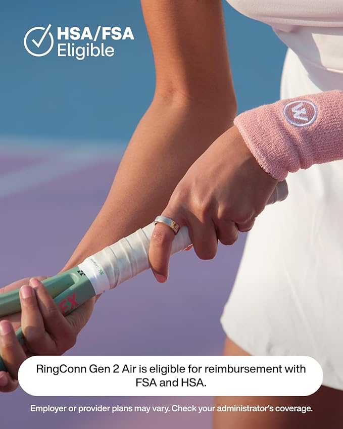 RingConn Gen 2 Air, Ultra-Thin AI Smart Ring, 10-Day Battery Life, Fitness/Sleep/Stress/HR Tracker for Women&Men, No App Fee for Standard Features, iOS & Android Compatible (Size 14, Galaxy Sliver)