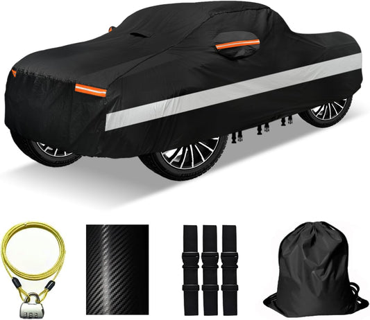 30 Layers Truck Car Cover for Automobiles All Weather Waterproof, Outdoor Snowproof UV Protection Windproof, Soft Cotton, Heavy Duty Universal Car Covers, (Black, Fit Truck 211"-230")