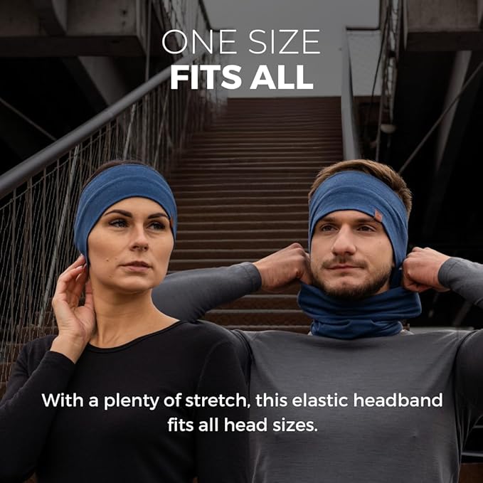 menique Dry Wide Sports Headbands for Women 100% Merino Wool Workout Accessories Wide Yoga Bandana or Scarf Multifunctional Breathable Sweatbands for Running, Cycling, Football, Fitness