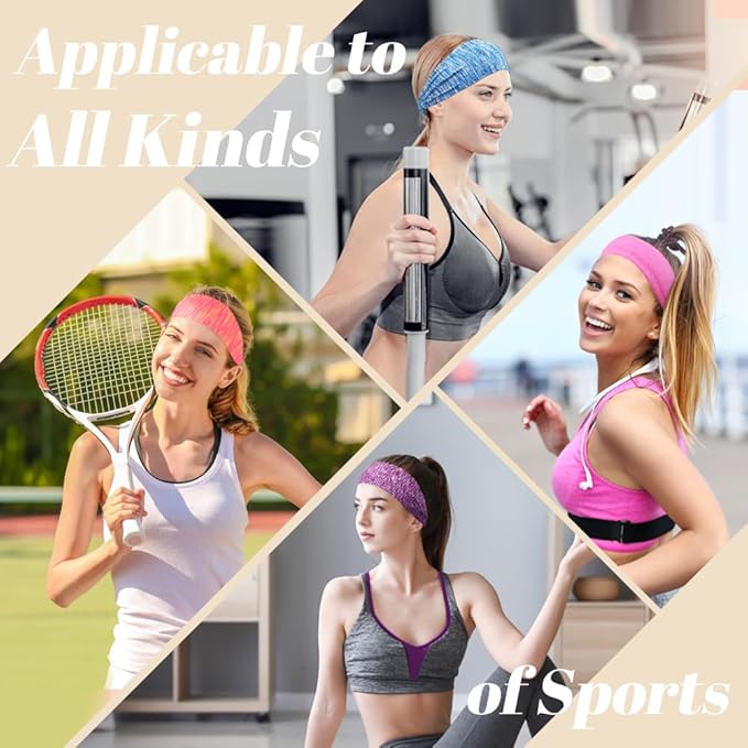 Dreamlover Workout Headbands for Women Athletic, Sweatbands, Sports Headbands for Exercise, 6 Pieces
