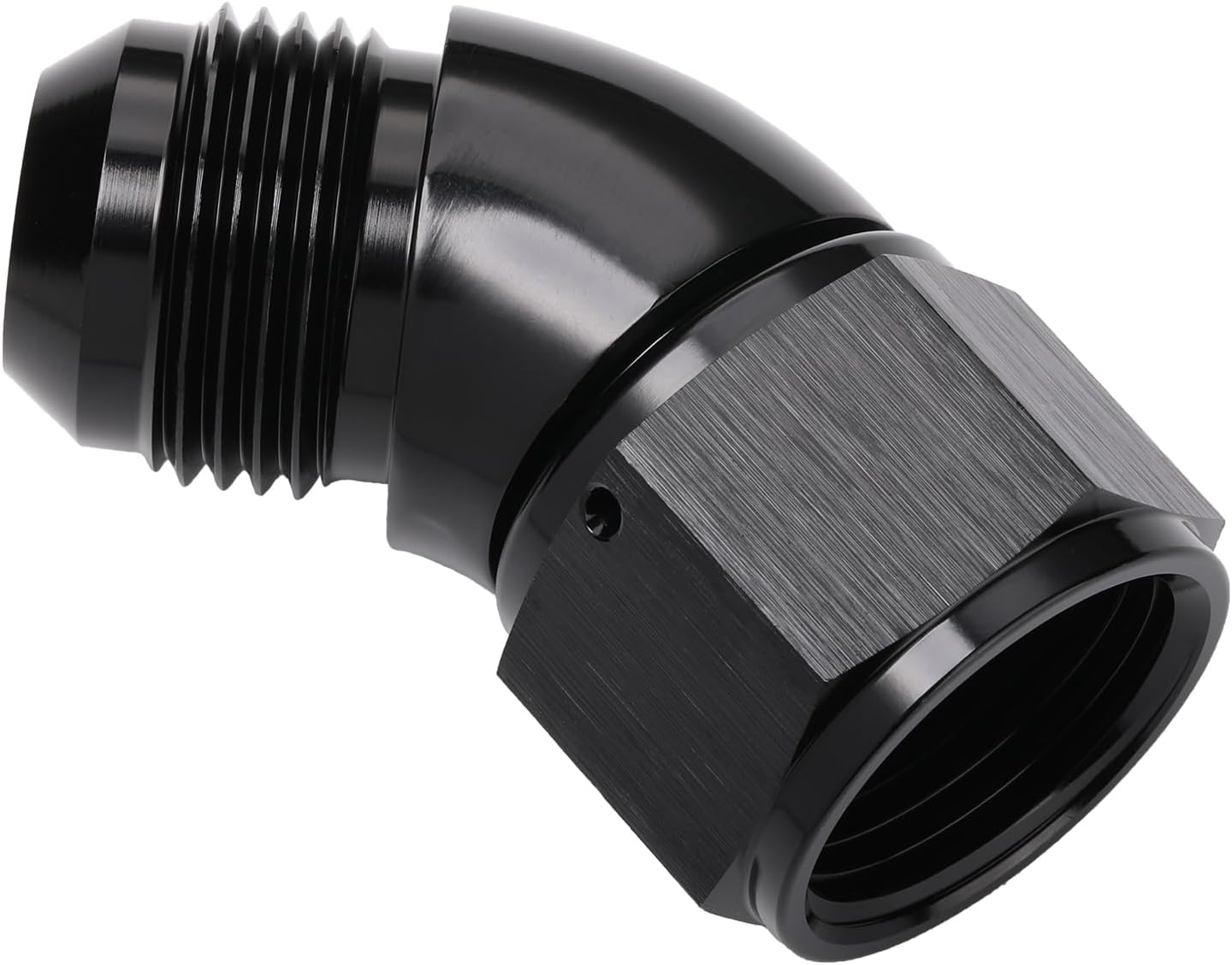 45 Degree 16AN Male to 16AN Female Swivel Full Flow Fitting Adapter Coupler Aluminum Black