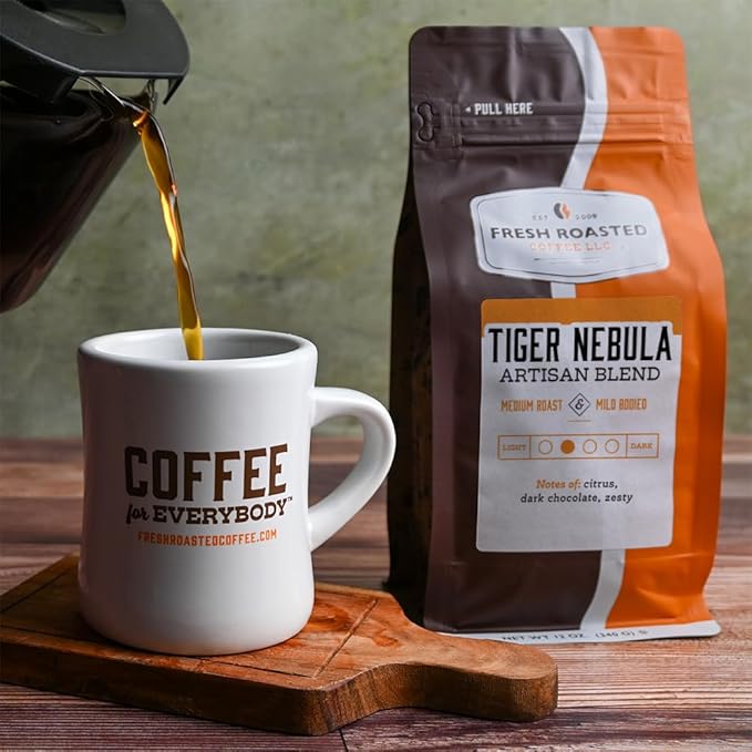 Fresh Roasted Coffee, Tiger Nebula, 12 oz, Medium Roast, Kosher, Whole Bean