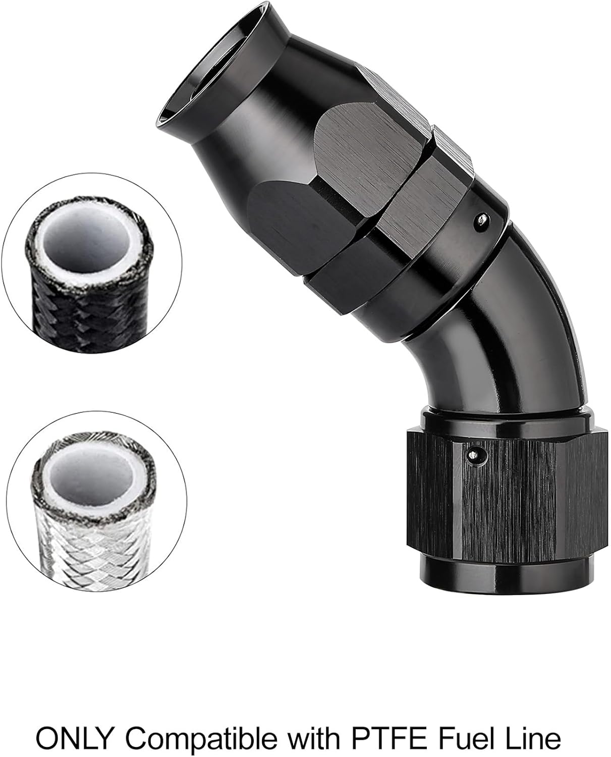 EVIL ENERGY 12AN 60 Degree PTFE One Piece Full Flow End Hose Fitting Aluminum Black