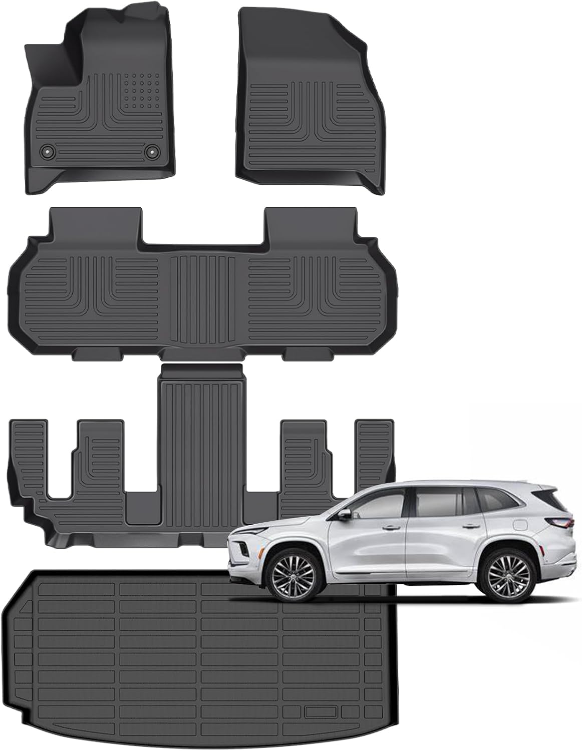 for Buick Enclave Floor Mats 2025,Car Mats for Buick Enclave All Weather Cargo Liner Accessories 2025 Set