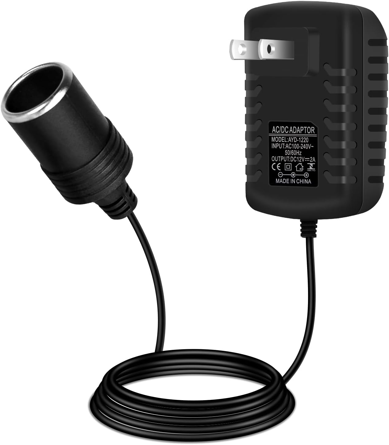 inShareplus 12V 2A 24W AC to DC Converter, 12 Volt Cigarette Lighter Adapter, AC 100-240V to DC 12V Car Lighter Adapter to Wall Outlet Adapter, 12V Power Supply for Car Devices (MP3, Fan, Dash Cam)