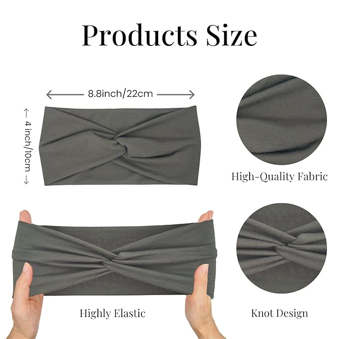 Wide Headbands for Women Yoga Running Sports Headhand Bandana Boho Non Slip Sweat Head Bands Accessories 4 Pack